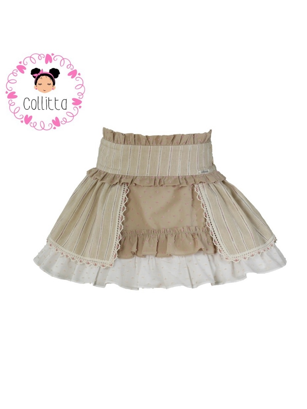 Collitta Beige Layered Ruffle Girls' Skirt